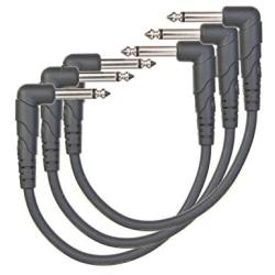 D’Addario PW-CGTP-305 Classic Series Patch Cable – Right Angle 1/4” Plugs – Low Capacitance and Pure Tone – Quiet, Durable and Reliable – Great for Pedalboards, 0.5 ft. (3-Pack)