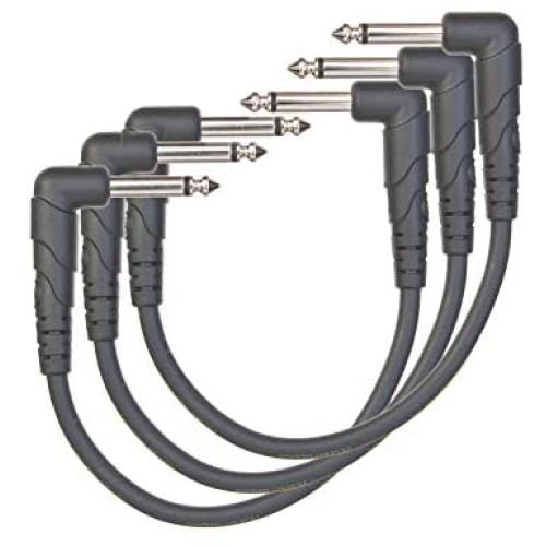 D’Addario PW-CGTP-305 Classic Series Patch Cable – Right Angle 1/4” Plugs – Low Capacitance and Pure Tone – Quiet, Durable and Reliable – Great for Pedalboards, 0.5 ft. (3-Pack)