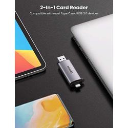 UGREEN SD Card Reader USB Type C USB 3.0 OTG Memory Card Adapter Portable 2 Slots for TF SD Micro SD SDXC SDHC MMC RS-MMC Micro SDXC Micro SDHC UHS-I for Mac Windows Linux PC Laptop