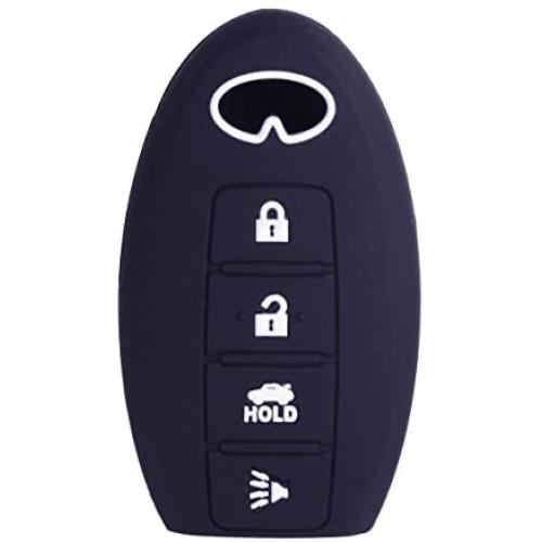 XUHANG Sillicone key fob Skin key Cover Remote Case Protector Shell for Infiniti EX35 FX50 G35 G37 M45 QX56 FX50 M35 M56 QX60 QX80 Smart Remote 4 Button Black