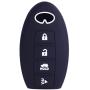 2Pcs XUHANG Sillicone key fob Skin key Cover Remote Case Protector Shell for Infiniti EX35 FX50 G35 G37 M45 QX56 FX50 M35 M56 QX60 QX80 Smart Remote 4 Button Blue Black