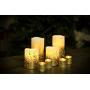 Furora LIGHTING LED Flameless Candles with Remote Control, Set of 8, Real Wax Battery Operated Pillars and Votives LED Candles with Flickering Flame and Timer Featured - Gold Glittery