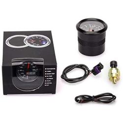 100 PSI 7 Color Oil Pressure Gauge Kit - Includes Electronic Sensor - Black Dial with Pointer and LED Digital Readouts - for Car & Truck - 2-1/16'' 52mm