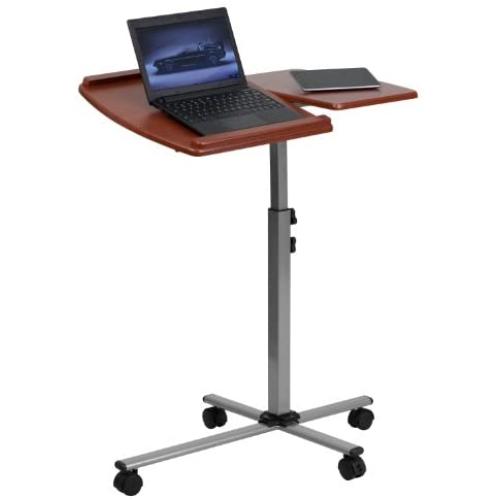 Flash Furniture Angle and Height Adjustable Mobile Laptop Computer Table with Cherry Top