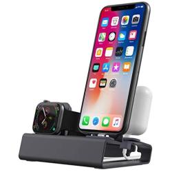 Aluminum Charging Stand for iPhone and Watch Charging Station for Apple Products 3 in 1 iWatch Charger Stand for Apple Watch Series 6 SE 5 4 3 2 44mm 40mm 42mm 38mm iPhone Airpods - No Charger