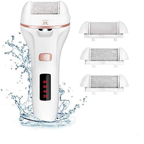 Electric Callus Remover,Portable Electronic Foot File Pedicure Tools for Hard Cracked Dry Skin with 3 Different Roller Heads In 2 Speeds (Led Light & Screen Display).
