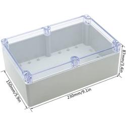 LeMotech ABS Plastic Junction Box Dustproof Waterproof IP65 Electrical Enclosure Box Universal Project Enclosure Grey with PC Transparent Clear Cover 9 x 5.9 x 3.4 inch(230 x 150 x 87 mm)