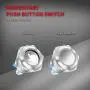 DaierTek 2pcs 16mm Round Momentary Push Button Switch Waterproof Chrome Metal 1NO SPST DC/AC Screw Terminals Flat Button for Doorbell Handlebar