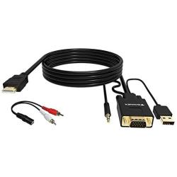VGA to HDMI Adapter Cable 10FT/3M (Old PC to New TV/Monitor with HDMI),FOINNEX VGA to HDMI Converter Cable with Audio for Connecting Laptop with VGA(D-Sub,HD 15-pin) to New Monitor,HDTV.Male to Male