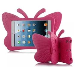 Simicoo iPad Mini 4 3 2 3D Cute Butterfly Case for Kids Light Weight EVA Stand Shockproof Rugged Heavy Duty Kids Friendly Tablet Case for iPad Mini 4 3 2 (Rose)