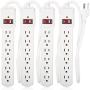 Maxxima 6 Outlet Power Strip Surge Protector 300 Joules, 2FT Cord, Switch (4 Pack)