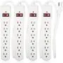Maxxima 6 Outlet Power Strip Surge Protector 300 Joules, 2FT Cord, Switch (4 Pack)