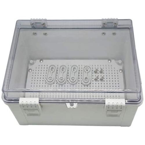 Zulkit Junction Box ABS Dustproof Waterproof IP65 Electrical Boxes Hinged Shell Outdoor Universal Project Enclosure Grey Clear Cover With Lock and Mounting Plate 11.8x7.9x6.3 inch(300x200x160mm)