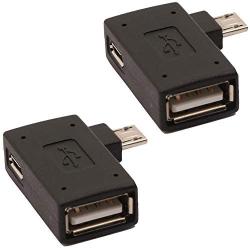 AuviPal 2-in-1 Powered Micro USB OTG Adapter 90 Degree Right Angled with Micro USB Power Charging Port for Streaming TV Stick, S/NES Classic Mini, Sega Genesis, Android Phone or Tablet - 2 Pack