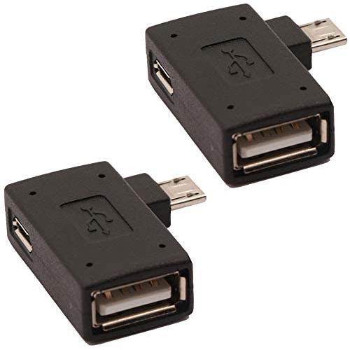 AuviPal 2-in-1 Powered Micro USB OTG Adapter 90 Degree Right Angled with Micro USB Power Charging Port for Streaming TV Stick, S/NES Classic Mini, Sega Genesis, Android Phone or Tablet - 2 Pack