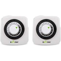 BN-LINK Indoor 24-Hour Mechanical Timer Outlet, 2 Prong, 2-Pack