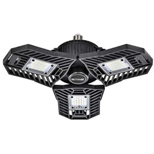 Retinabc, Black, LED Ceiling Lights Deformable 60W 6000LM 6000K for Garage (No Motion Activated) …