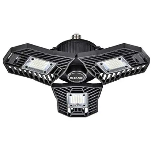 Retinabc, Black, LED Ceiling Lights Deformable 60W 6000LM 6000K for Garage (No Motion Activated) …