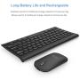 Arteck Bluetooth Keyboard and Mouse Combo Ultra Compact Slim Stainless Full Size Keyboard and Ergonomic Mice for Computer/Desktop/PC/Laptop/Surface and Windows 10/8/7 Built in Rechargeable Battery