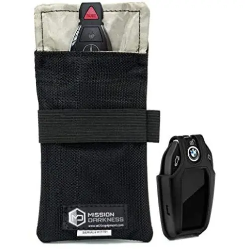 Mission Darkness Faraday Bag for Keyfobs // Device Shielding for Smart ''Always On'' Keyfobs for Automobile Owners, Law Enforcement, Military, Executive Privacy, Travel Security, Anti-hacking Assurance
