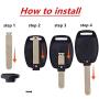 Replacement For Honda 2+1 Buttons Keyless Entry Remote Key Fob Case Shell Fits Honda 2010-2011 Accord Crosstour 2006-2011 Civic 2007-2013 CR-V 2011-2015 CR-Z 2009-2013 Fit 2011-2014 Odyssey(1 black)
