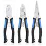 NEWACALOX Multi Pliers Set ( Industrial Linemans Cable Cutters Needle Nose Plier with Wire Stripper Crimper Function, Heavy Duty pliers Blue )