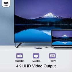 USB C Hub,QGeeM 5 in 1 USB C to HDMI Adapter 4k Multiport,USB C to USB 3.0,Type C Card Readers Compatible with MacBook Pro 13/15 Surface Go, USB C Adapter