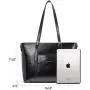 BOSTANTEN Women Leather Laptop Tote Office Shoulder Handbag Vintage Briefcase 15.6 inch Computer Work Purse Black