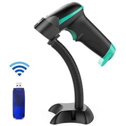 NADAMOO 2D Wireless Barcode Scanner with Stand QR Code Scanner USB Cordless Image Reader, Capture 1D 2D QR PDF417 Bar Codes from Paper and Screen, with Auto Sensing for Supermarket Library Inventory