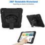 SEYMAC stock Case for iPad 6th/5th Generation, 3-Layer Protection Case with [360 Degrees Rotating Stand] Hand Strap &[Pencil Holder] for iPad 5th/6th 2018/2017, Air 2 and Pro 9.7 (Black)