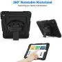 SEYMAC stock Case for iPad 6th/5th Generation, 3-Layer Protection Case with [360 Degrees Rotating Stand] Hand Strap &[Pencil Holder] for iPad 5th/6th 2018/2017, Air 2 and Pro 9.7 (Black)