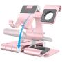 Foldable Apple Watch Stand - OMOTON Portable Aluminum 2 in 1 Charging Stand Holder Dock for Nightstand, Designed for Apple Watch, Compatible with All iPhone and Android Phones, Rose Gold