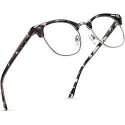 AOMASTE Blue Light Blocking Glasses Vintage Half Frame UV Clear Lens Anti Eyestrain Computer Gaming Glasses for Women Men