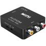 RCA to HDMI, GANA 1080P Mini RCA Composite CVBS AV to HDMI Video Audio Converter Adapter Supporting PAL/NTSC with USB Charge Cable for PC Laptop Xbox PS4 PS3 TV STB VHS VCR Camera DVD
