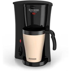 BLACK+DECKER Brew n Go Personal Coffeemaker with Travel Mug, Black/Beige, DCM18