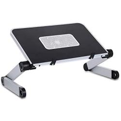 Laptop Stand with Fan, Adjustable Laptop Table Stand, Ergonomic Laptop Riser Notebook Reading Holder for Desk, Foldable Laptop Desk Stand Lap Bed Tray Table Standing Desk (Black with Fan, Large)