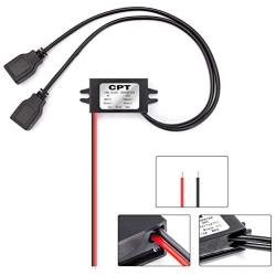 Extractme DC Converter 12V to 5V 3A 15W DC USB Converter Buck Module, DC to DC Regulator Car Power Converter with 2 USB Output Power Adapter