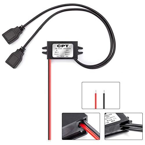 Extractme DC Converter 12V to 5V 3A 15W DC USB Converter Buck Module, DC to DC Regulator Car Power Converter with 2 USB Output Power Adapter