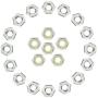 Powlankou 60 Pieces 1/4''-20 Nylon Insert Hex Lock Nuts, 304 Stainless Steel