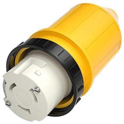 Kohree 50 AMP RV Power Cord Cover Twist Lock With Boot Inlet Locking Plug Protector Locking Shore Connector Replacement, 50A 125/250VAC
