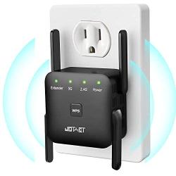 JOTACT WiFi Extender -Speed Up to 1200Mbps WiFi Extenders Wireless Signal Booster for Home,2.4 & 5GHz Dual Band WiFi Booster with 4 External Antennas, Covers Up to 1200 Sq.ft,Support Repeater/AP Mode