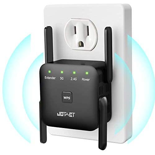 JOTACT WiFi Extender -Speed Up to 1200Mbps WiFi Extenders Wireless Signal Booster for Home,2.4 & 5GHz Dual Band WiFi Booster with 4 External Antennas, Covers Up to 1200 Sq.ft,Support Repeater/AP Mode
