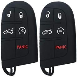 KOSMIQ Silicone 5 Buttons Smart Key Fob Remote Cover Case Keyless Entry Protector Bag for Jeep Grand Cherokee Dodge Challenger Charger Dart Durango Journey Chrysler 300