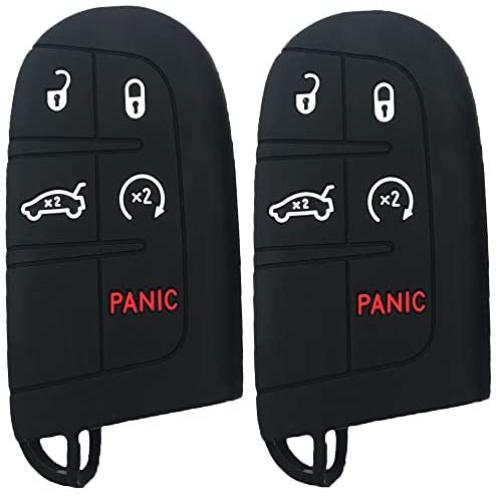 KOSMIQ Silicone 5 Buttons Smart Key Fob Remote Cover Case Keyless Entry Protector Bag for Jeep Grand Cherokee Dodge Challenger Charger Dart Durango Journey Chrysler 300