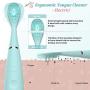 Electric Tongue Cleaner,Uniharpa Vibrating Tongue Scraper for Fresher Breath in Seconds Made by Soft Silicone (Blue）