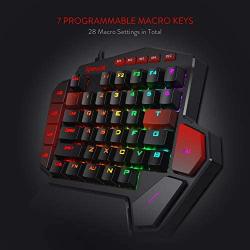 Redragon K585 DITI One-Handed RGB Mechanical Gaming Keyboard, Type-C Professional Gaming Keypad with 7 Onboard Macro Keys, Detachable Wrist Rest, 42 Keys