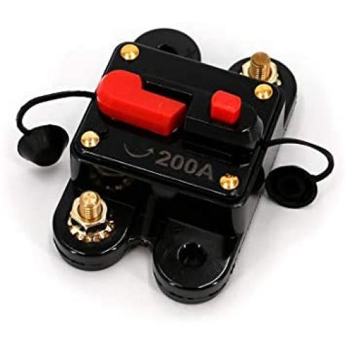 UTSAUTO Circuit Breaker 200Amp Waterproof Fuse Holder Resettable Fuse Circuit Breaker, Manual Reset 12V-24V DC for Car Audio Rv Marine Boat Truck Trolling Motors Inline Fuse Inverter