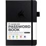 Clever Fox Password Book with tabs. Internet Address and Password Organizer Logbook with Alphabetical tabs. Medium Size Password Keeper Journal Notebook for Computer & Website Logins (Black)