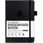 Clever Fox Password Book with tabs. Internet Address and Password Organizer Logbook with Alphabetical tabs. Medium Size Password Keeper Journal Notebook for Computer & Website Logins (Black)