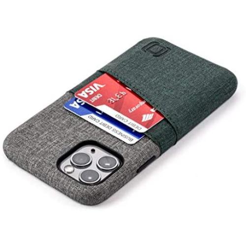 Dockem iPhone 11 Pro Wallet Case: Built-in Metal Plate for Magnetic Mounting & 2 Credit Card Holder Slots (5.8'' Luxe M2 Synthetic Leather, Green and Grey)